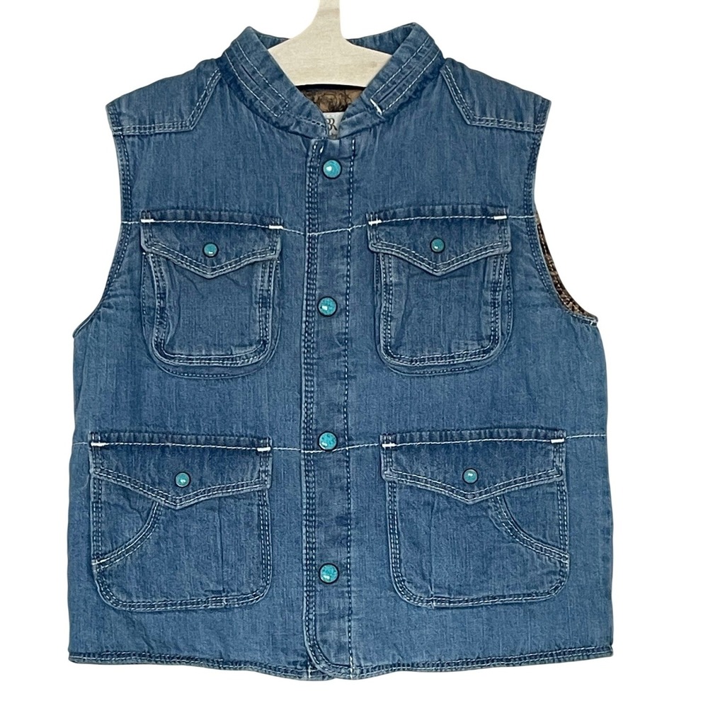 Banana Republic Baby Denim Vest‎ 12-24M Blue Lined Safari Heritage Chore Barn